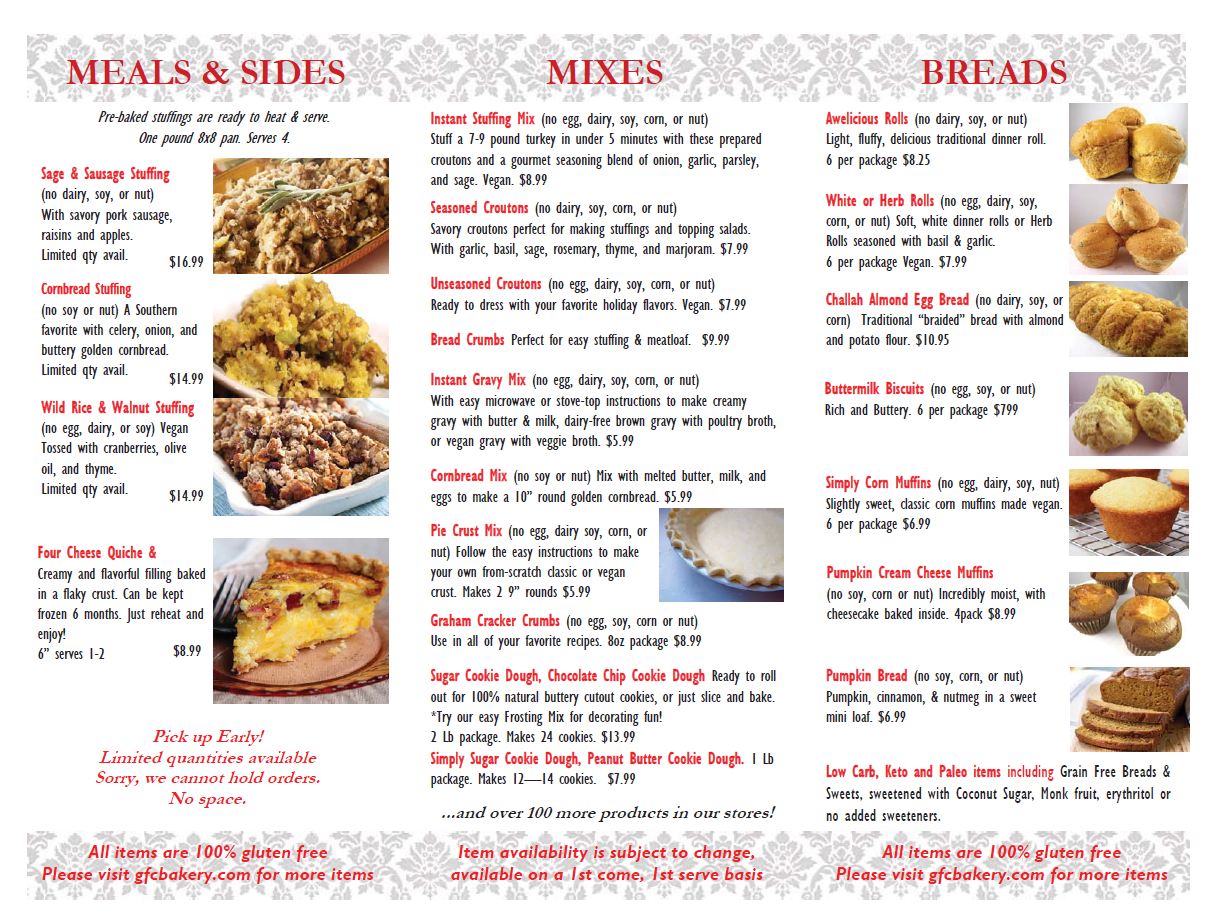 Gluten free creations bakery thanksgiving